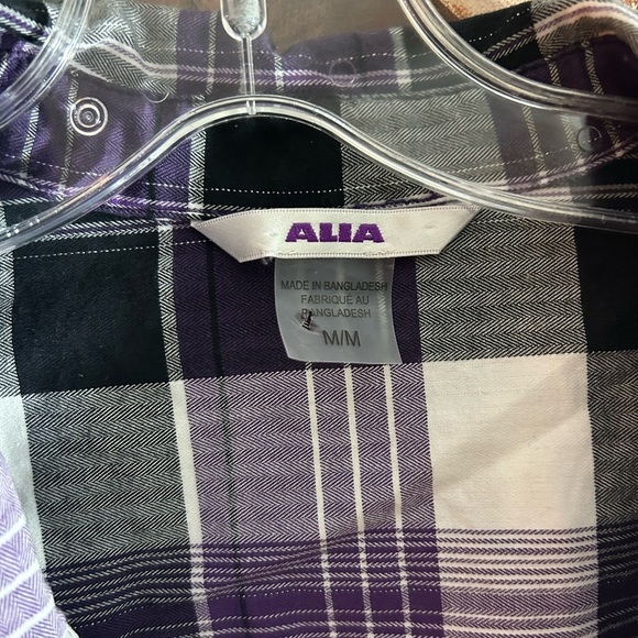 Alia Purple and Black Plaid Button Down Shirt Size M - Picture 9 of 16